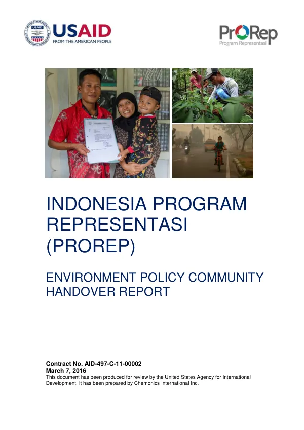 Indonesia Program Representasi (ProRep) Environment Policy Community Handover Report