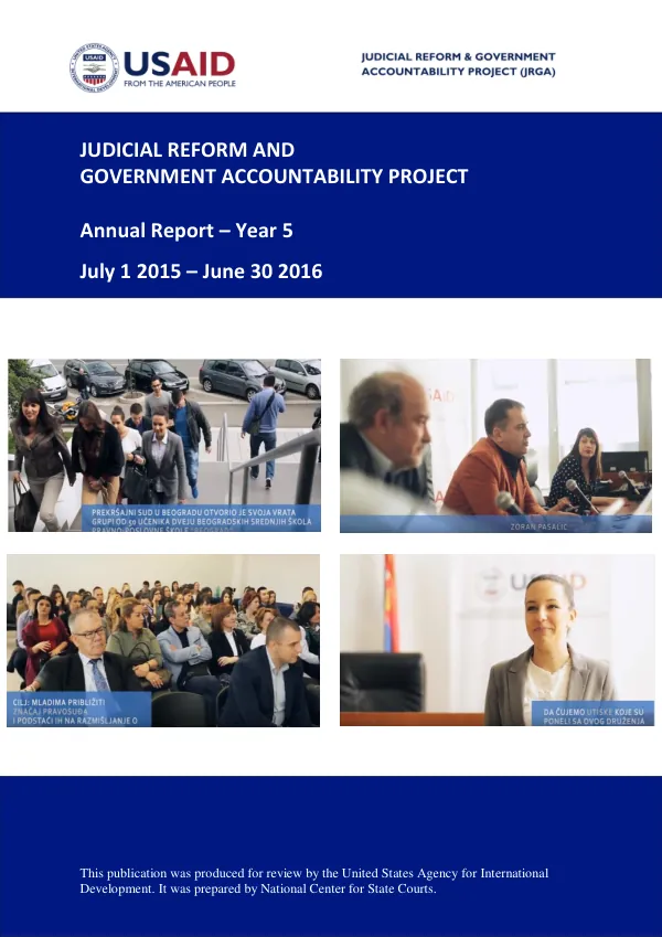 Serbia Judicial Reform and Government Accountability Project, 2016 Annual Report