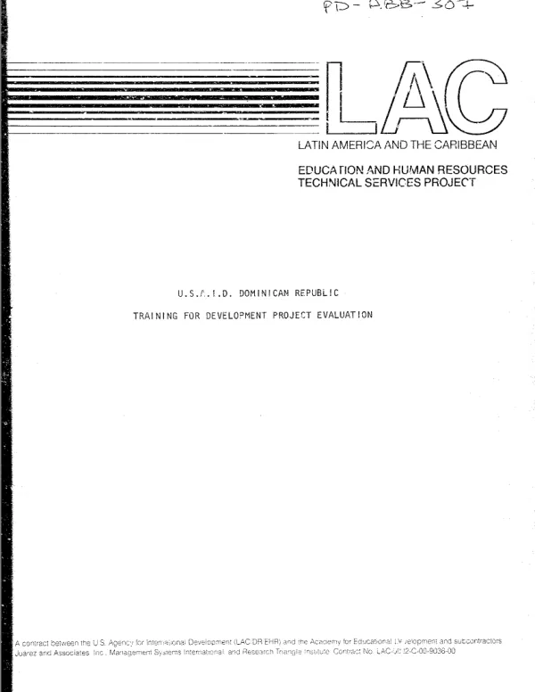 Mid term evaluation : development training project, pn. 517-0216 -- preliminary draft, revision I