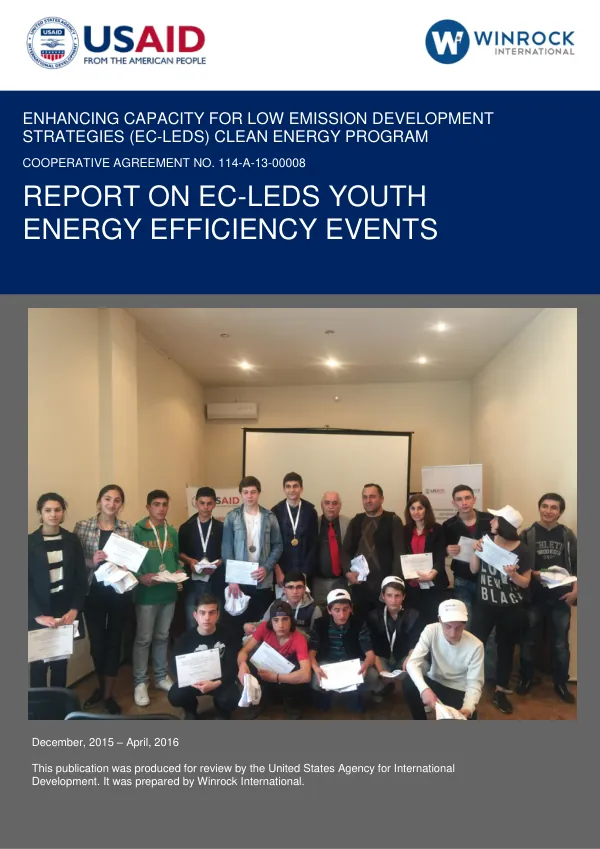 REPORT ON EC-LEDS YOUTH ENERGY EFFICIENCY EVENTS