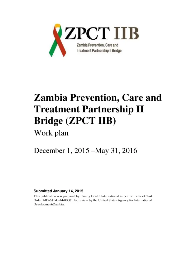 ZPCT IIB Work Plan: December 1 2015-May 1 2016