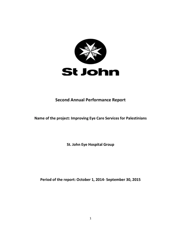 Second Annual Performance Report- St. John Eye Hospital Group