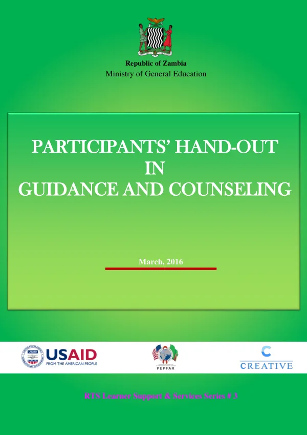 Participants" Hand-Out in Guidance and Counseling