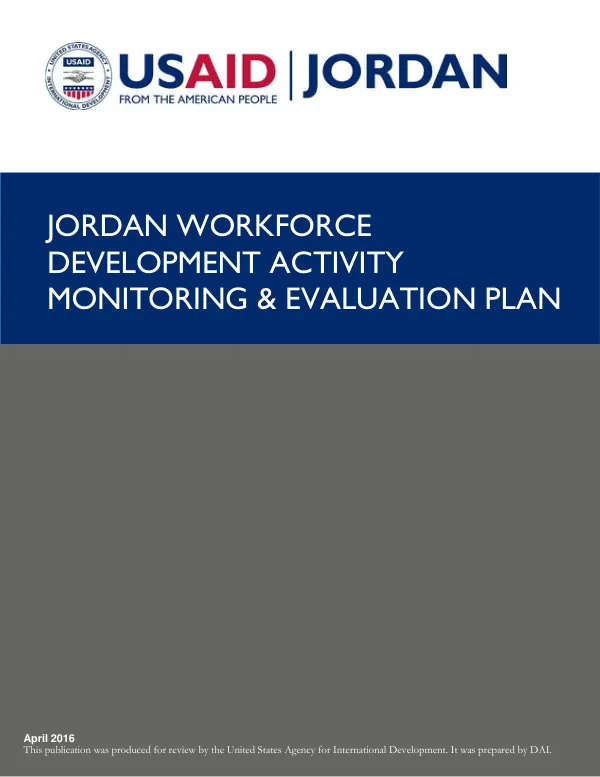 Jordan Workforce Development Activity Monitoring & Evaluation Plan