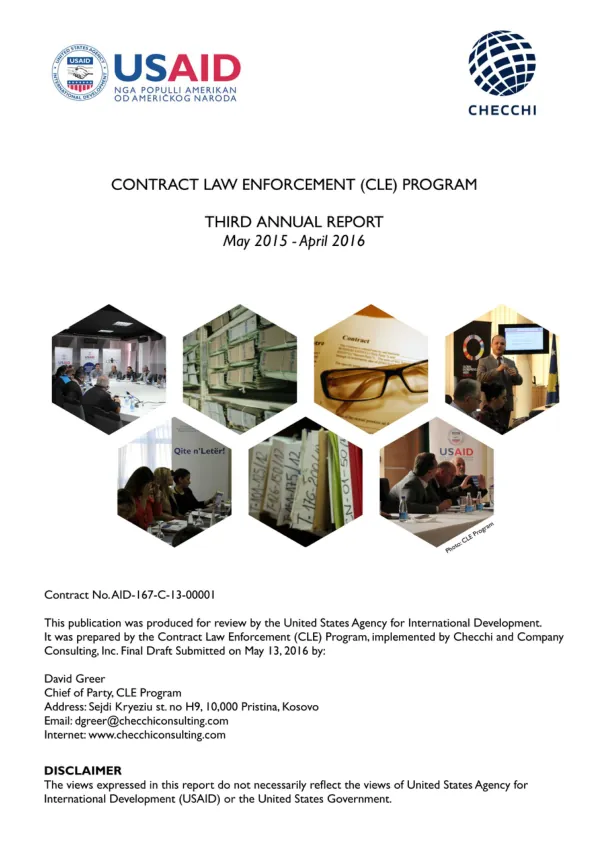 Kosovo CLE Program - 3rd Annual Report