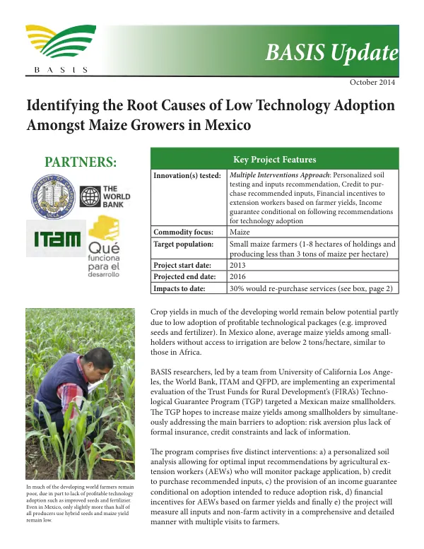 Identifying the root causes of low technology adoption amongst maize growers in Mexico