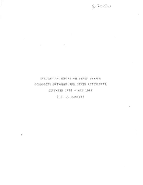 Evaluation report on seven SAARFA commodity networks and other activities