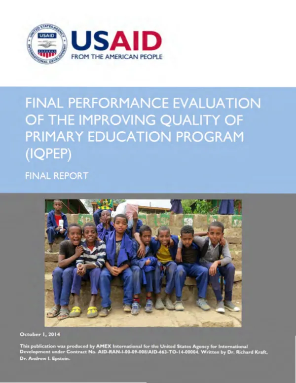 Final performance evaluation of the improving quality of primary education program (IQPEP) : final report