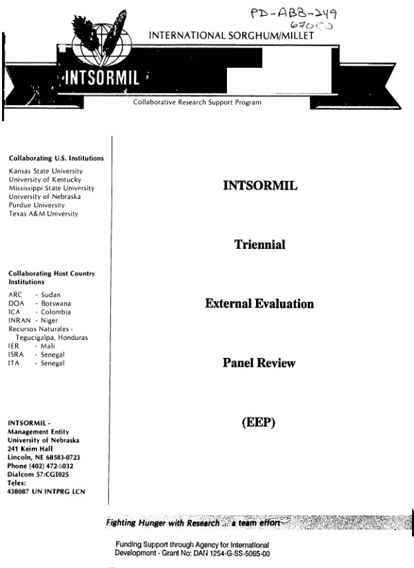 INTSORMIL, 1986-1988 triennial external evaluation panel review (EEP)
