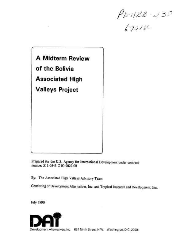 Midterm review of the Bolivia associated high valleys project