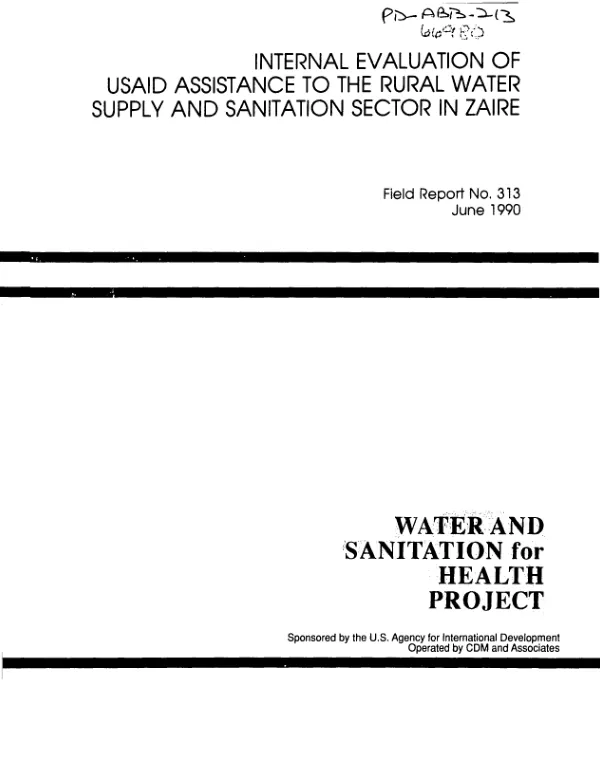 Internal evaluation of USAID assistance to the rural water supply and sanitation sector in Zaire