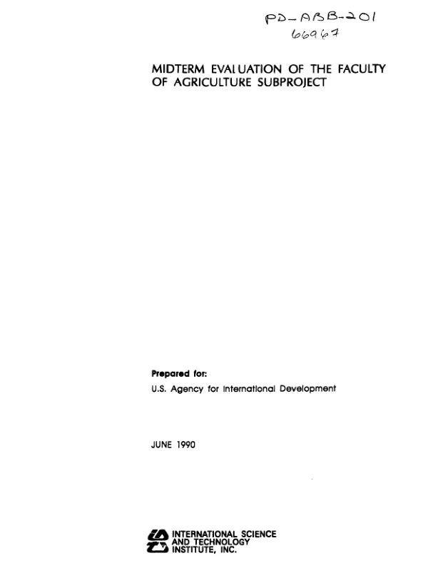 Midterm evaluation of the faculty of agriculture subproject