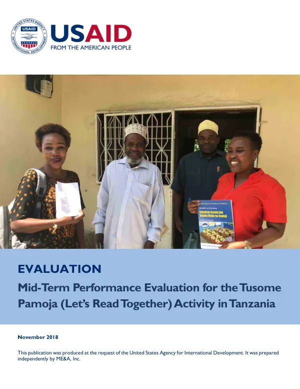 Mid-term performance evaluation of the tusome pamoja (let’s read together) activity [Tanzania]