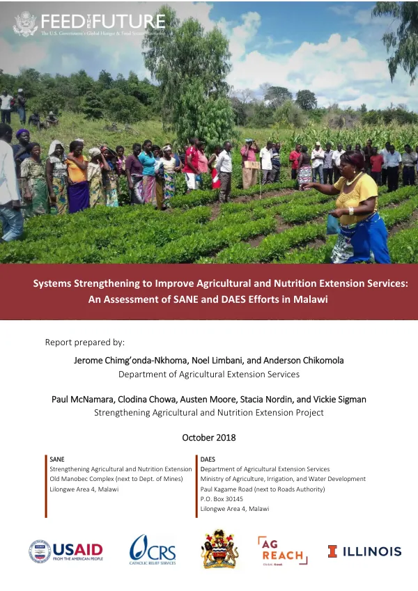 Systems strengthening to improve agricultural and nutrition extension services : an assessment of SANE and DAES efforts in Malawi