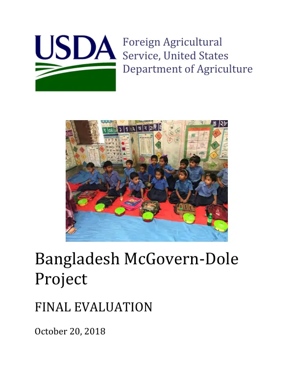 Final evaluation of McGovern-Dole-supported school feeding programme in Bangladesh [FY2014]