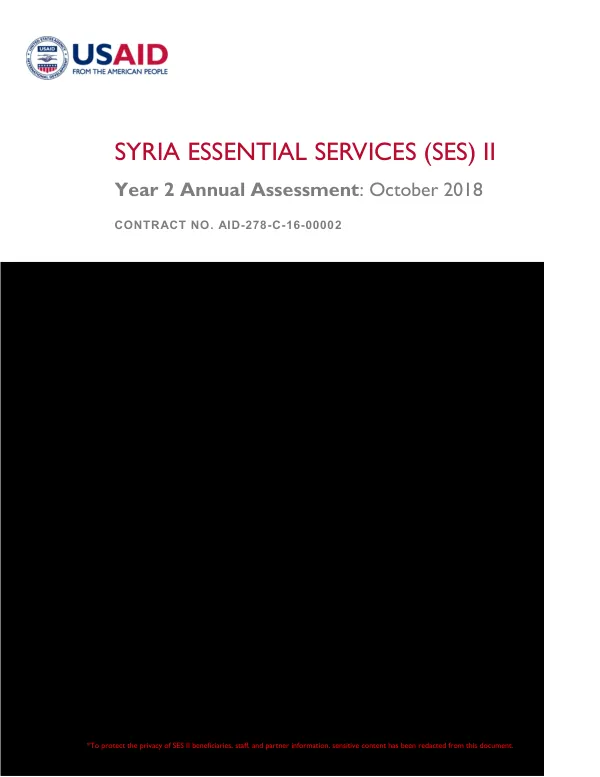 Syria essential services (SES) II : year 2 annual assessment