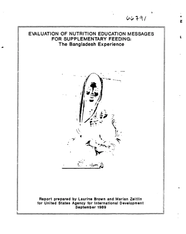Evaluation of nutrition education messages for supplementary feeding : the Bangladesh experience