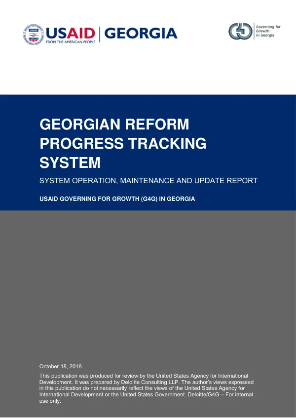 Georgian reform progress tracking system : system operation, maintenance and update report