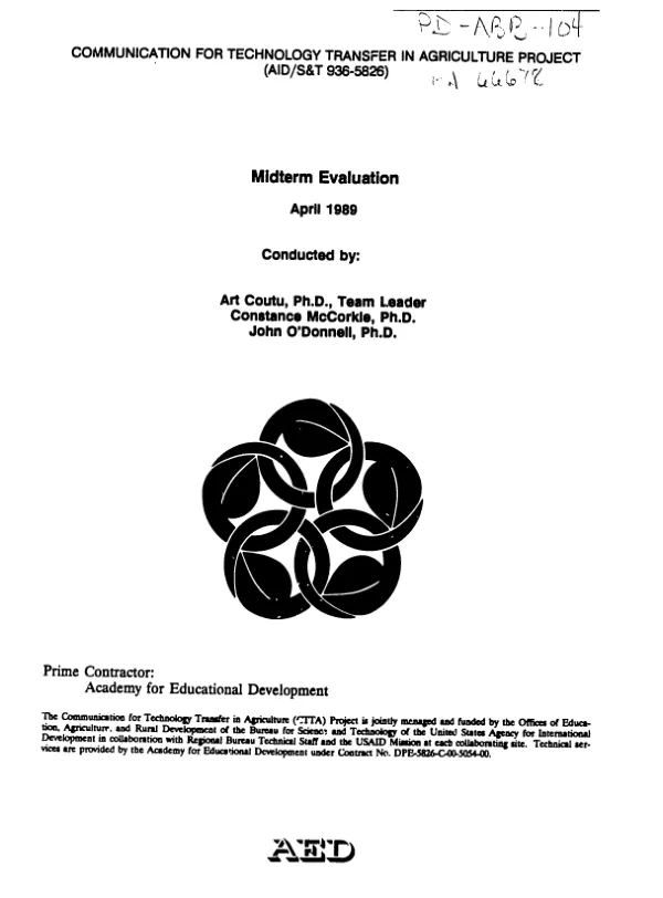 Communication for technology transfer in agriculture project (AID/S&T 936-5826) : midterm evaluation