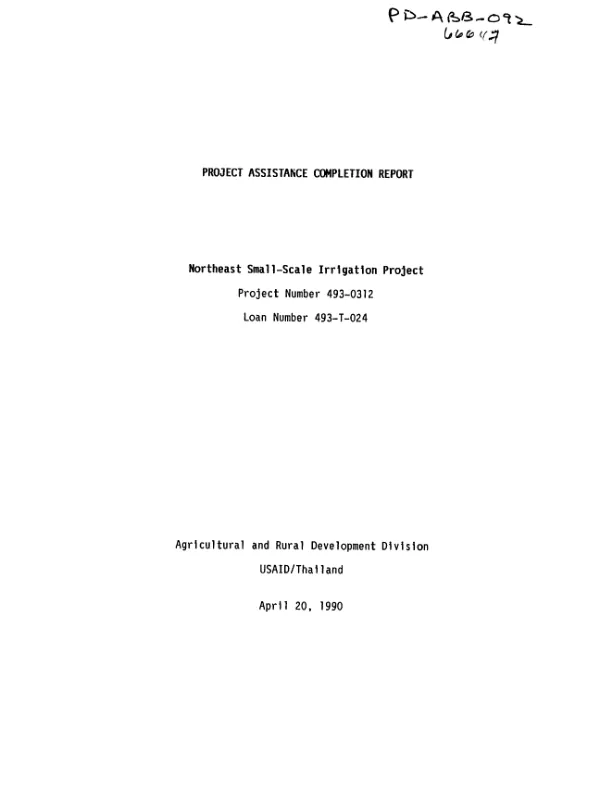 Project assistance completion report : Northeast small-scale irrigation project