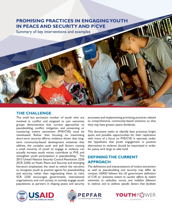 Promising Practices In Engaging Youth in Peace and Security and P/CVE