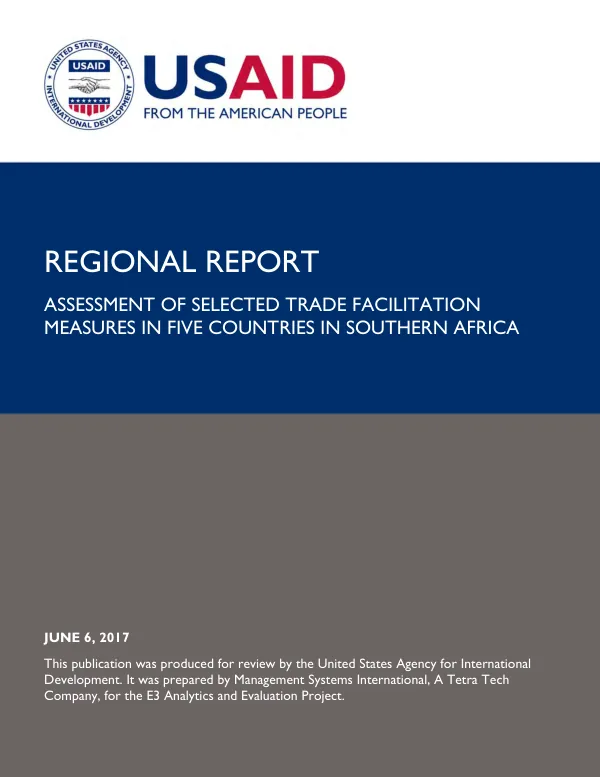 Regional report : assessment of selected trade facilitation measures in five countries in Southern Africa