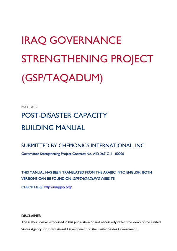 POST-DISASTER CAPACITY BUILDING MANUAL