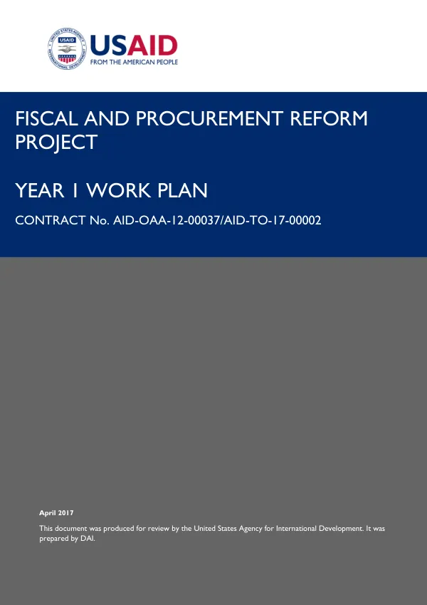 Fiscal and procurement reform project year 1 work plan