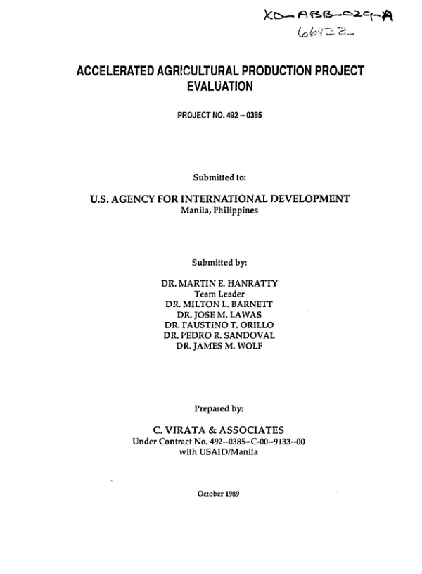 Accelerated agricultural production project evaluation