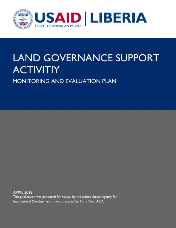 Land Governance Support Activity Monitoring and Evaluation Plan