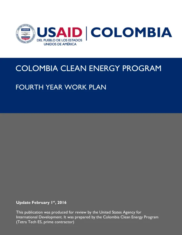 Colombia Clean Energy Program - Fourth Year Work Plan