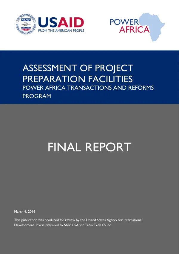 Assessment of project preparation facilities : power Africa transactions and reforms program