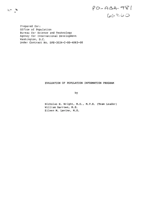 Evaluation of population information program