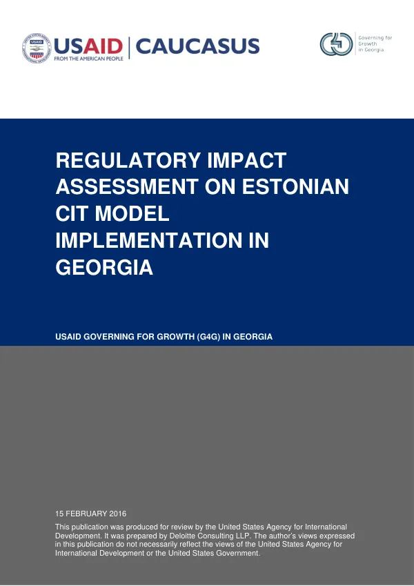 Regulatory Impact Assessment on Estonian CIT Model Implementation in Georgia