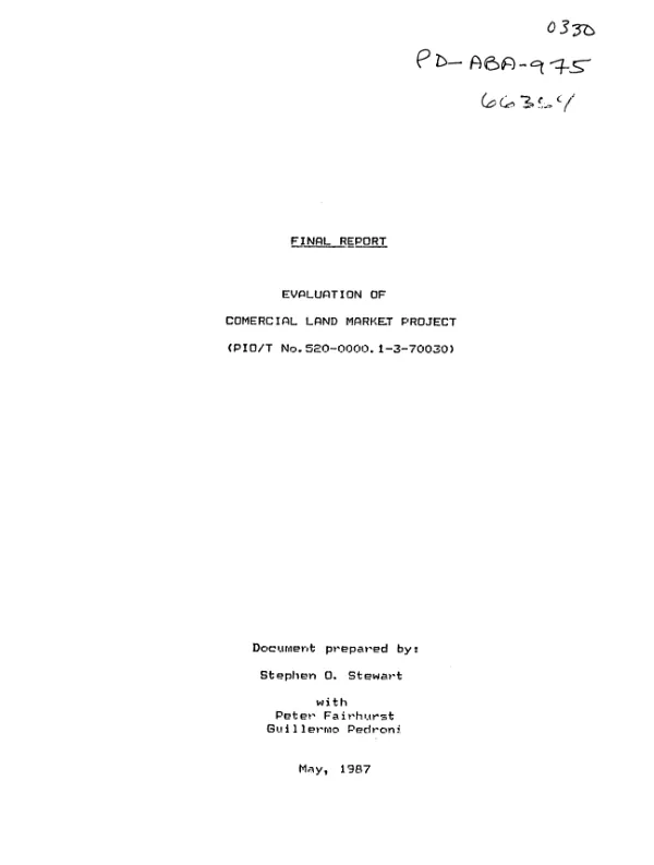 Final report : evaluation of commercial land market project (PIO/T no. 520-0000.1-3-70030)