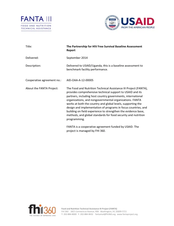 The partnership for HIV free survival baseline assessment report