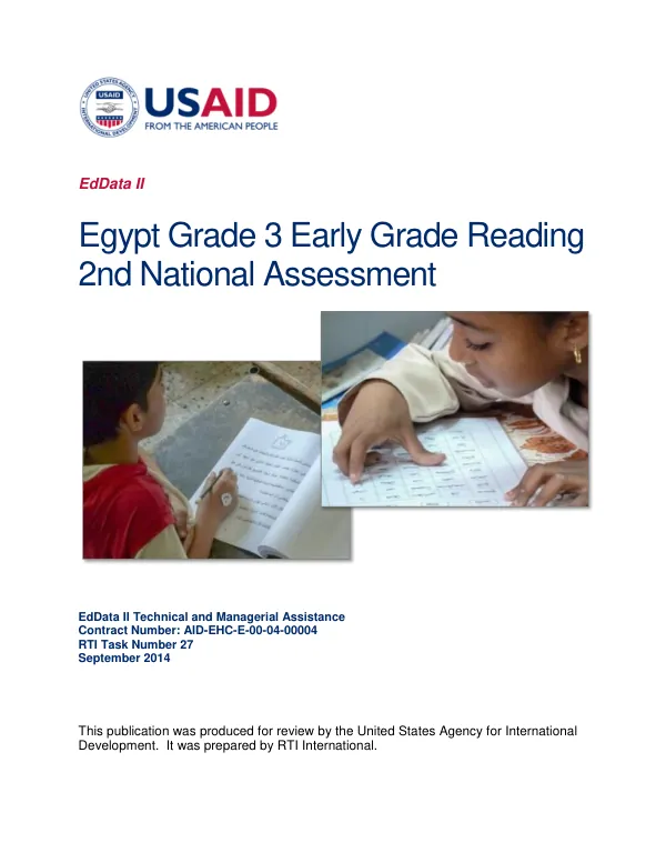 Egypt grade 3 early grade reading 2nd national assessment