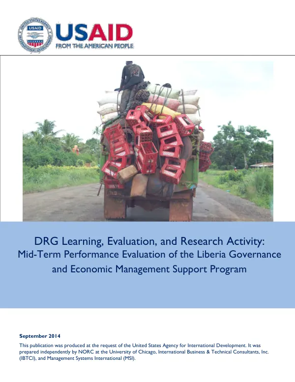 Mid-term performance evaluation of the Liberia governance and economic management support (GEMS) program : final report