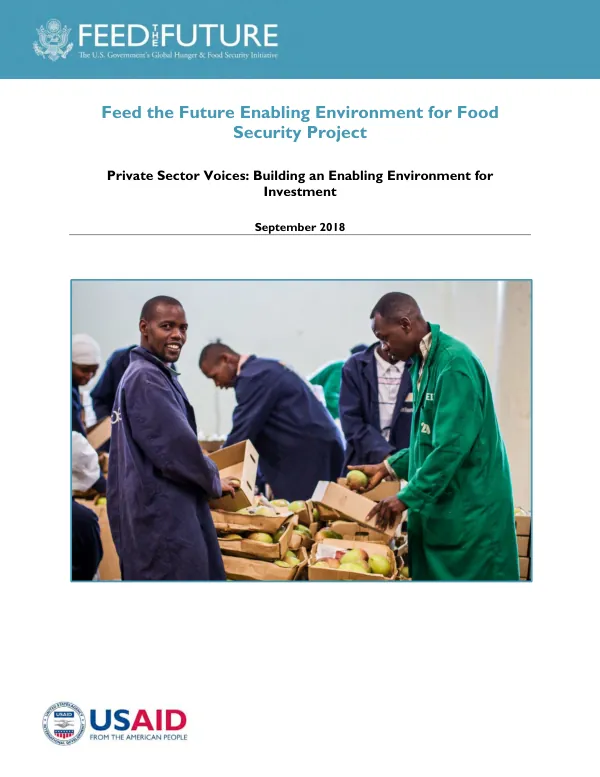 Private sector voices : building an enabling environment for investment