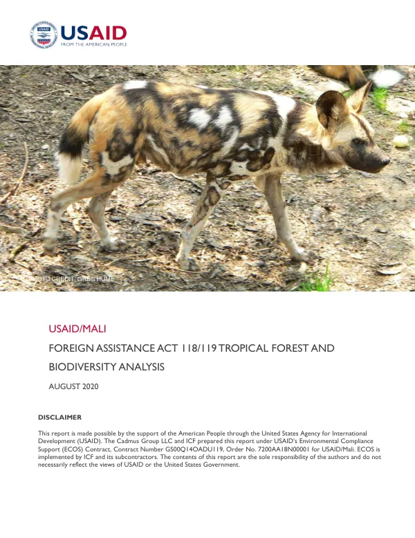 USAID/Mali : Foreign Assistance Act 118/119 tropical forest and biodiversity analysis