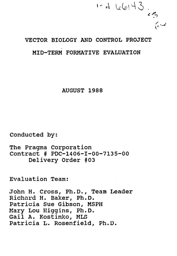 Vector biology and control project : mid-term formative evaluation