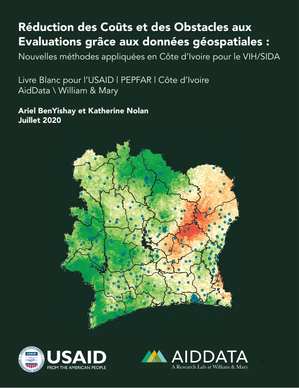 Reeduction des couuts et des obstacles aux evaluations graace aux données geeospatiales : nouvelles meethodes appliqueues en Coote d’Ivoire pour le VIH/SIDA