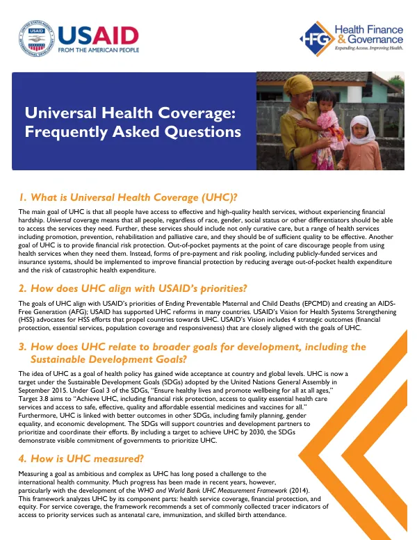 Universal health coverage : frequently asked questions