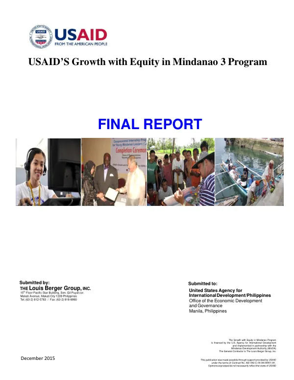 USAID"s growth with equity in Mindanao 3 program : final report