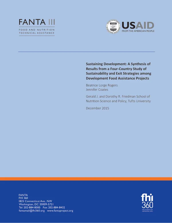 Sustaining development : a synthesis of results from a four-country study of sustainability and exit strategies among development food assistance projects