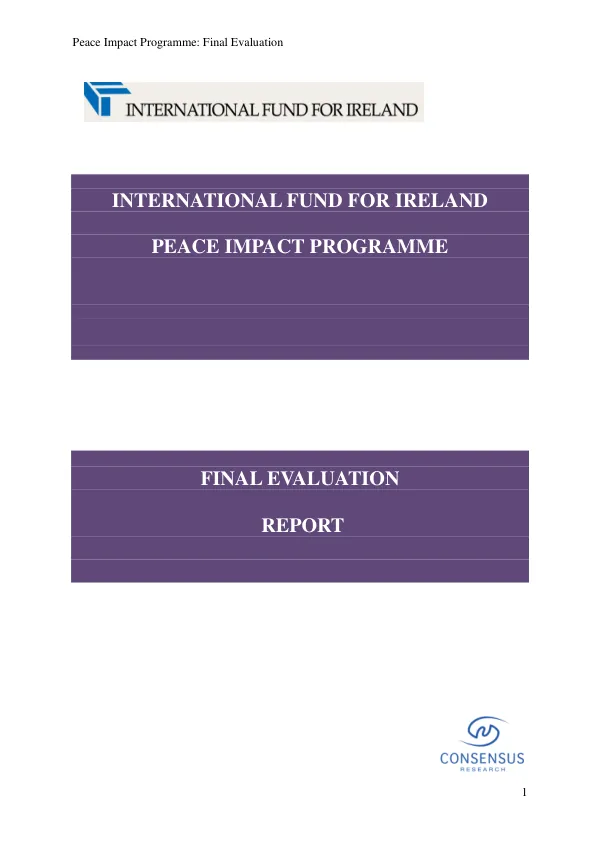International Fund for Ireland peace impact programme : final evaluation report
