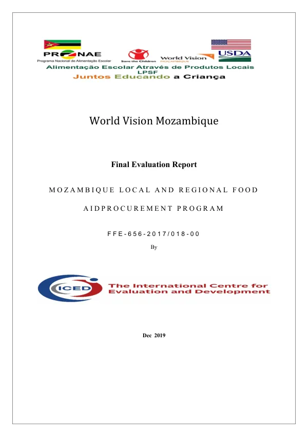 [USDA] Final evaluation report : Mozambique local and regional food aid procurement program [FY 2017]