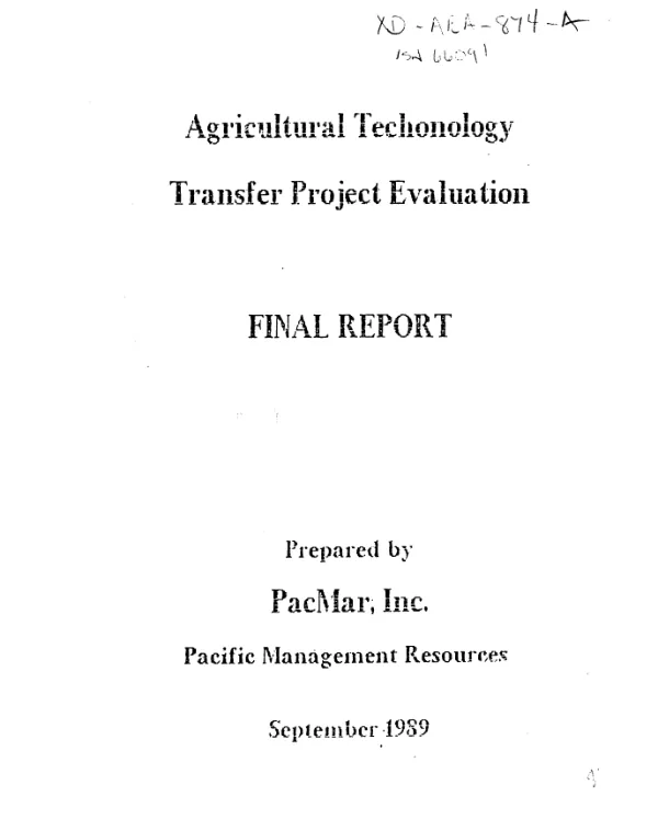 Agricultural technology transfer project evaluation : final report
