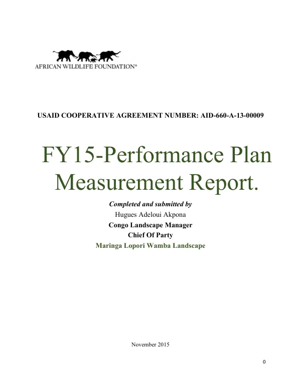 FY15-performance plan measurement report [Central Africa forest ecosystems conservation (CAFEC)]