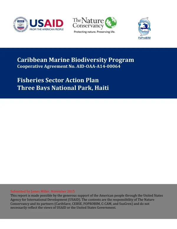 Fisheries sector action plan Three Bays National Park, Haiti